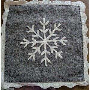 ARCADIA HOME WOOL FELT SNOWFLAKE PILLOW COVER GRAY